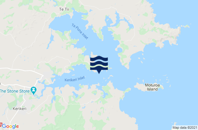 Mappa delle Getijden in Doves Bay, New Zealand