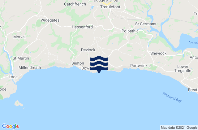 Mappa delle Getijden in Downderry Beach, United Kingdom