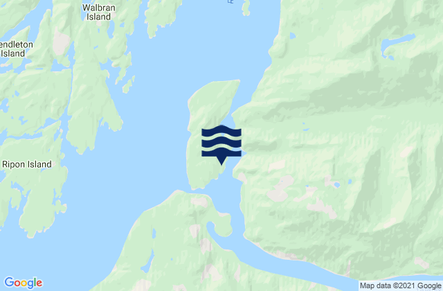 Mappa delle Getijden in Drainey Inlet, Canada