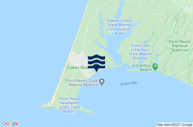 Mappa delle Getijden in Drakes Beach, United States