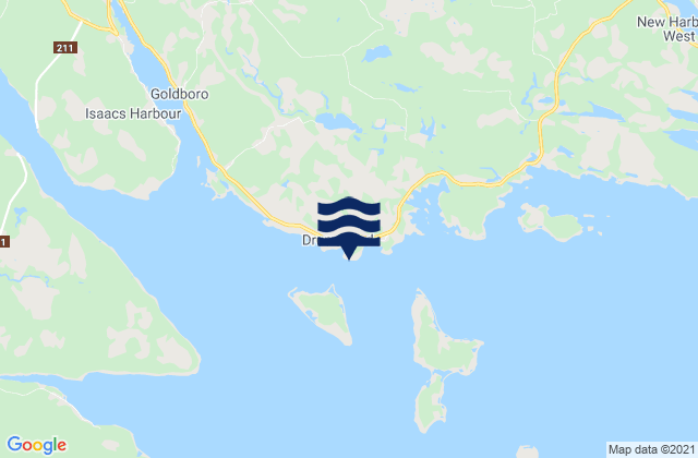 Mappa delle Getijden in Drum Head Island, Canada