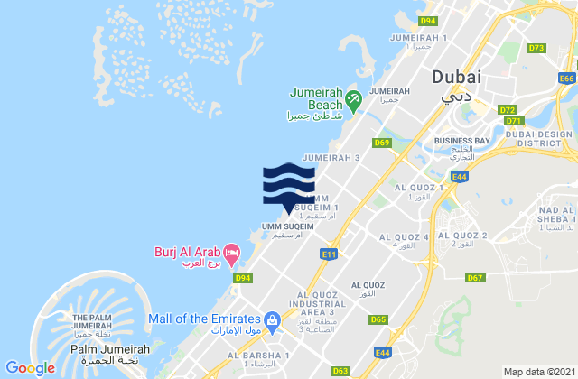 Mappa delle Getijden in Dubai, United Arab Emirates