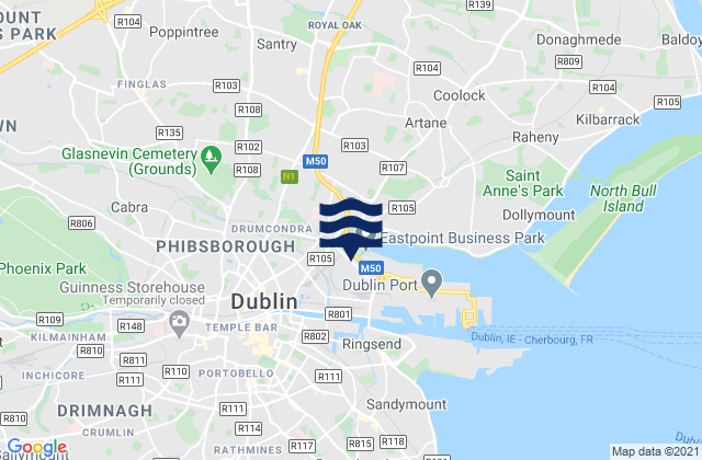 Mappa delle Getijden in Dublin City, Ireland