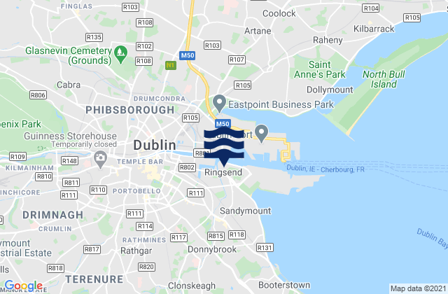 Mappa delle Getijden in Dublin, Ireland