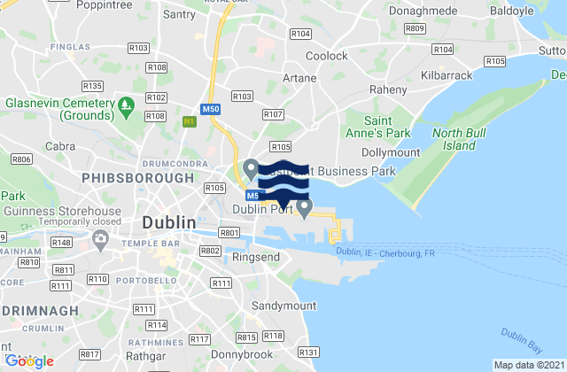 Mappa delle Getijden in Dublin Port, Ireland