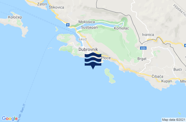 Mappa delle Getijden in Dubrovnik (Ragusa), Croatia