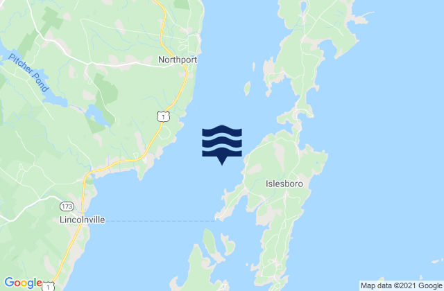 Mappa delle Getijden in Ducktrap Harbor northeast of, United States