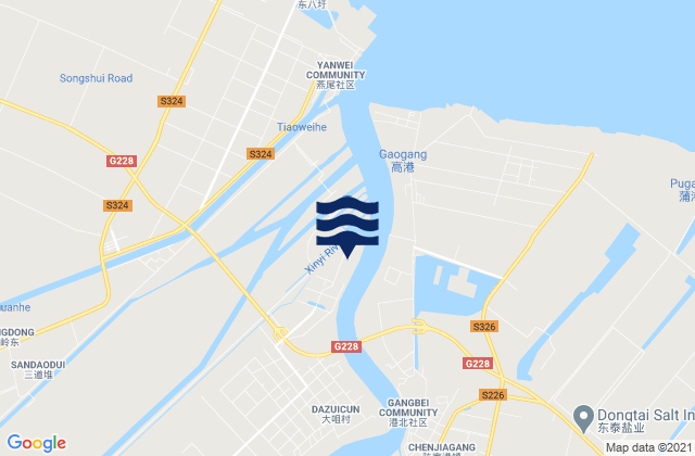 Mappa delle Getijden in Duigougang, China