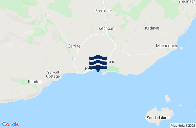 Mappa delle Getijden in Dunaverty Bay, United Kingdom