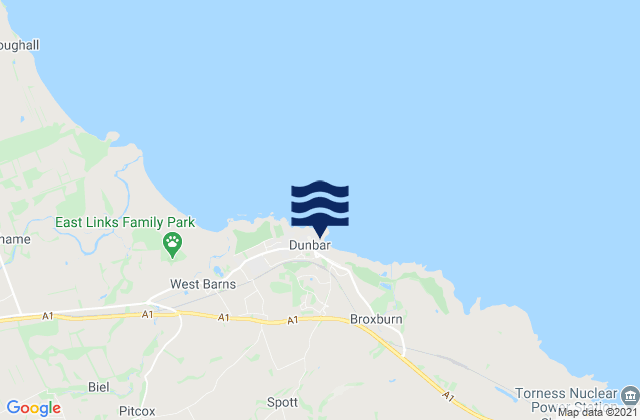 Mappa delle Getijden in Dunbar East Beach, United Kingdom