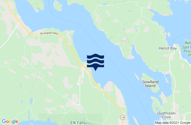 Mappa delle Getijden in Duncan Bay, Canada