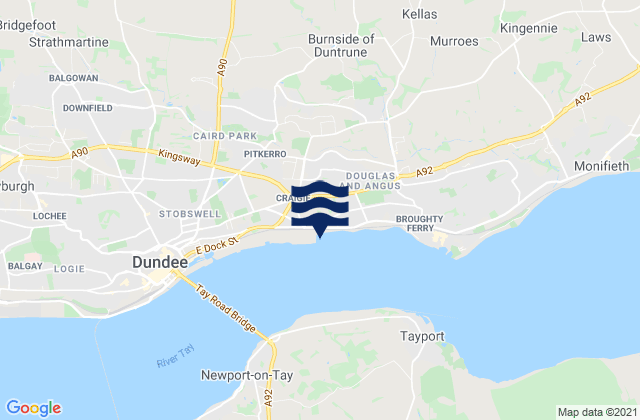 Mappa delle Getijden in Dundee City, United Kingdom