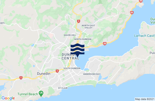 Mappa delle Getijden in Dunedin, New Zealand