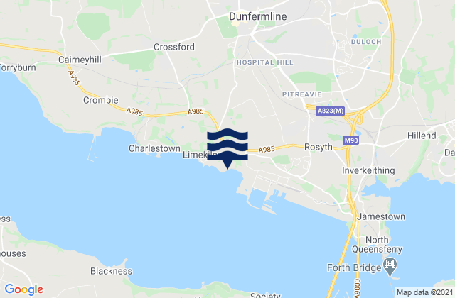 Mappa delle Getijden in Dunfermline, United Kingdom