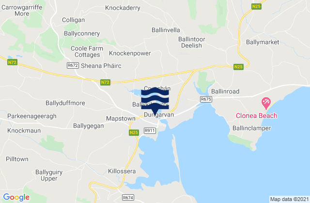 Mappa delle Getijden in Dungarvan, Ireland