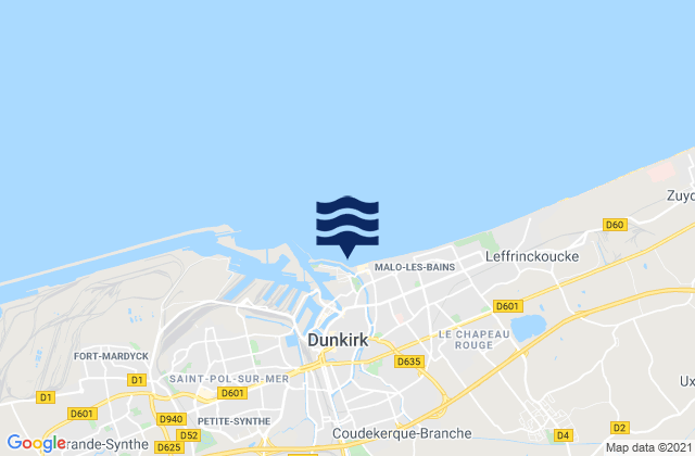 Mappa delle Getijden in Dunkerque, France