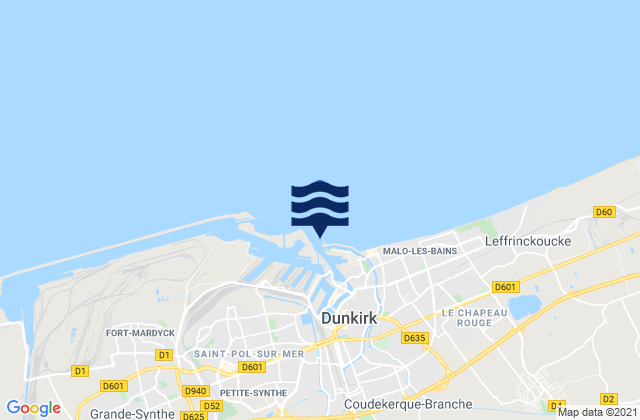Mappa delle Getijden in Dunkerque, France