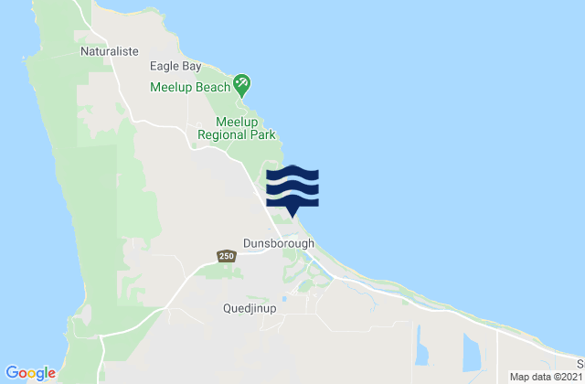 Mappa delle Getijden in Dunsborough, Australia