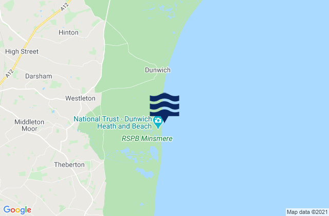 Mappa delle Getijden in Dunwich Heath Beach, United Kingdom