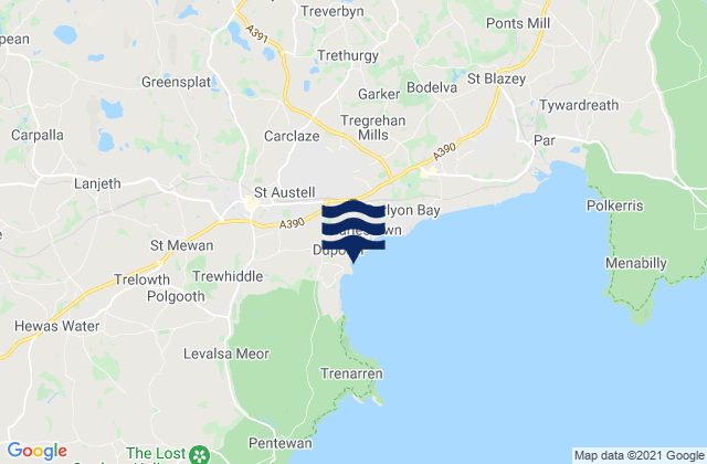Mappa delle Getijden in Duporth Beach, United Kingdom