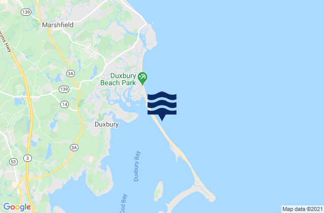 Mappa delle Getijden in Duxbury Beach Duxbury, United States