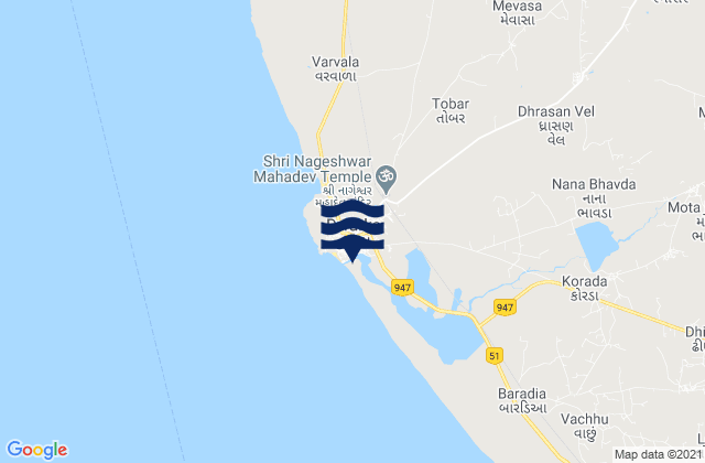 Mappa delle Getijden in Dwārka, India