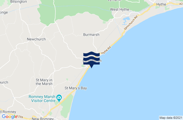 Mappa delle Getijden in Dymchurch Beach, United Kingdom