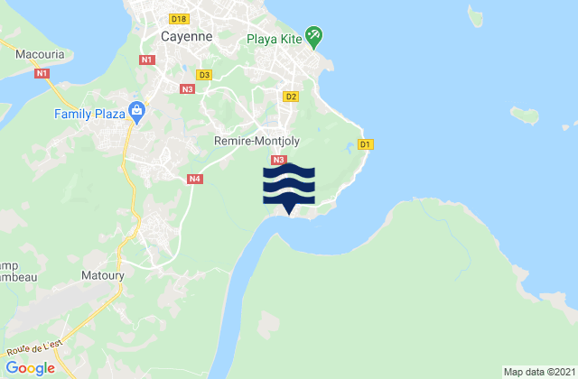 Mappa delle Getijden in Dégrad des Cannes, French Guiana