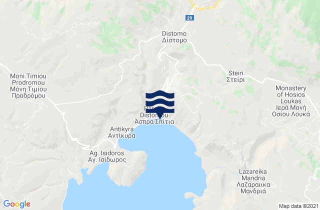 Mappa delle Getijden in Dístomo, Greece