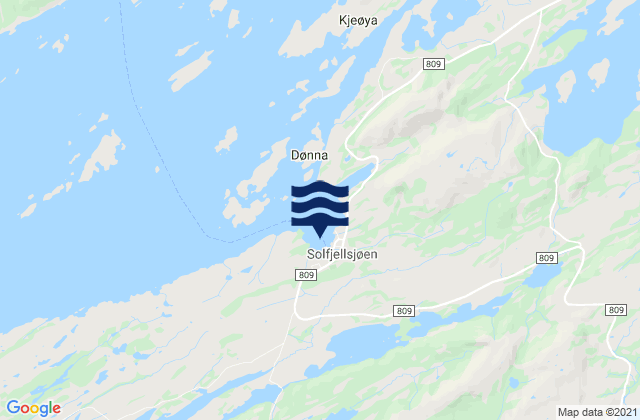 Mappa delle Getijden in Dønna, Norway