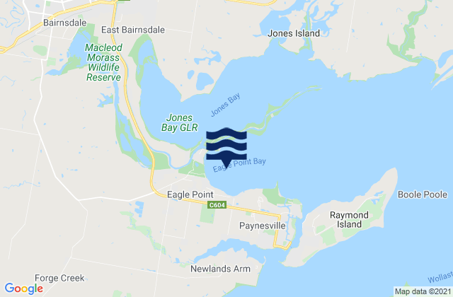 Mappa delle Getijden in Eagle Point Bay, Australia