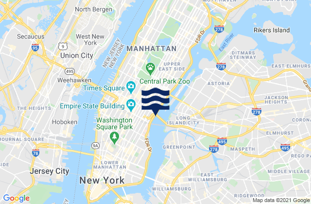 Mappa delle Getijden in East 41st Street New York City, United States