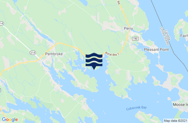 Mappa delle Getijden in East Bay, Canada