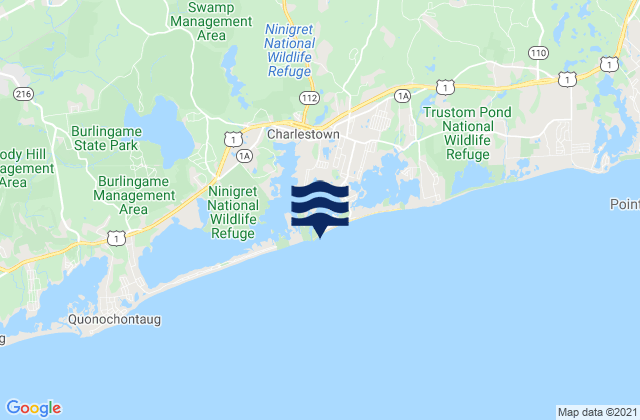 Mappa delle Getijden in East Beach Ninigret Conservation Area, United States