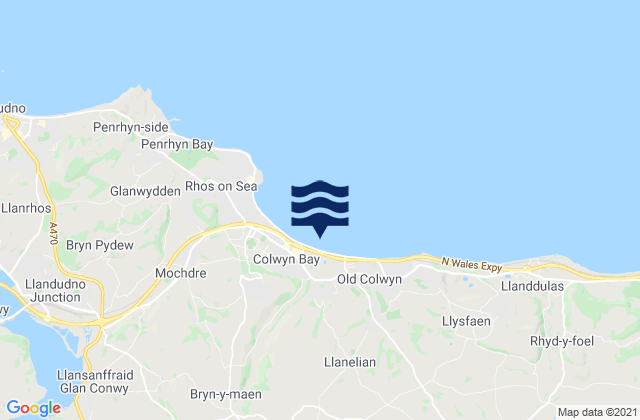 Mappa delle Getijden in East Colwyn Bay Beach, United Kingdom