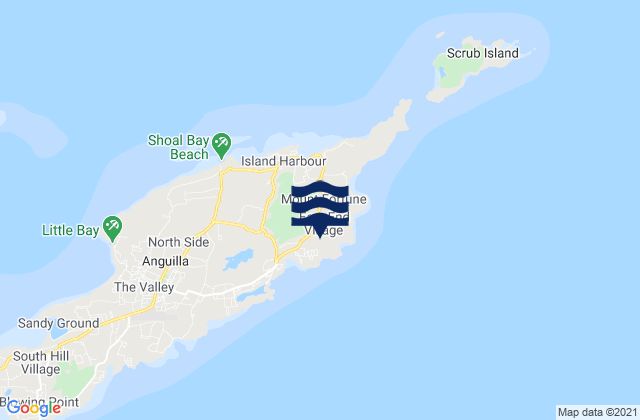 Mappa delle Getijden in East End, Anguilla