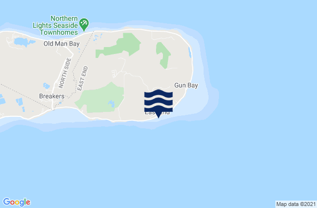Mappa delle Getijden in East End, Cayman Islands