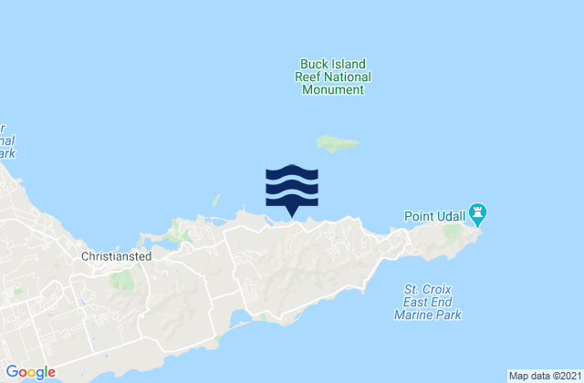 Mappa delle Getijden in East End, U.S. Virgin Islands