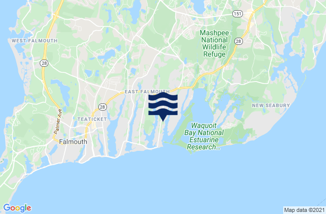 Mappa delle Getijden in East Falmouth, United States