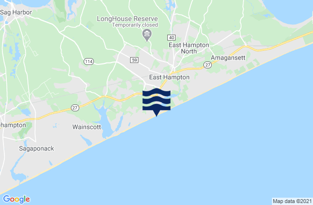 Mappa delle Getijden in East Hampton Beach, United States