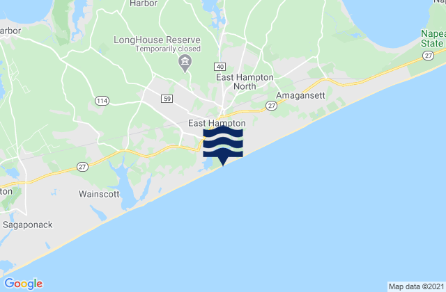 Mappa delle Getijden in East Hampton North, United States