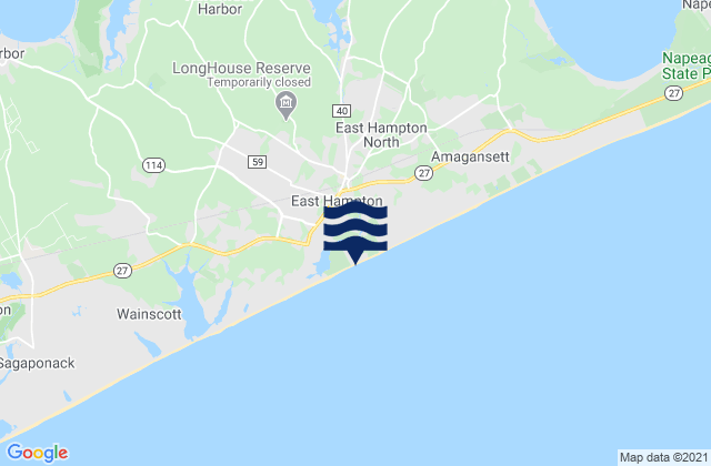 Mappa delle Getijden in East Hampton, United States