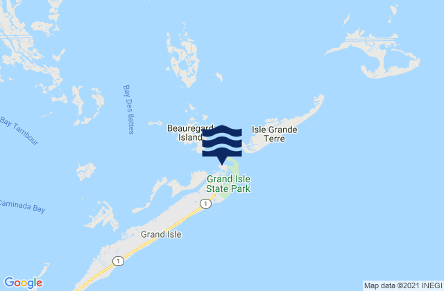 Mappa delle Getijden in East Point Grand Isle, United States