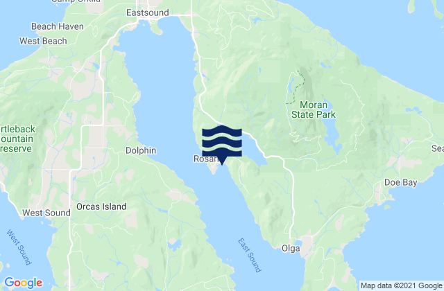 Mappa delle Getijden in East Sound (Orcas Island), United States