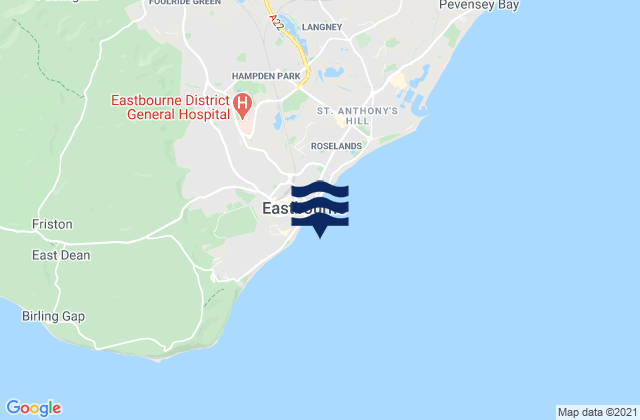 Mappa delle Getijden in Eastbourne Seafront Beach, United Kingdom