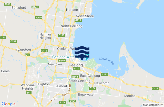 Mappa delle Getijden in Eastern Beach, Australia