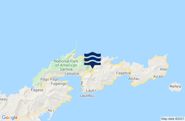 Mappa delle Getijden in Eastern District, American Samoa