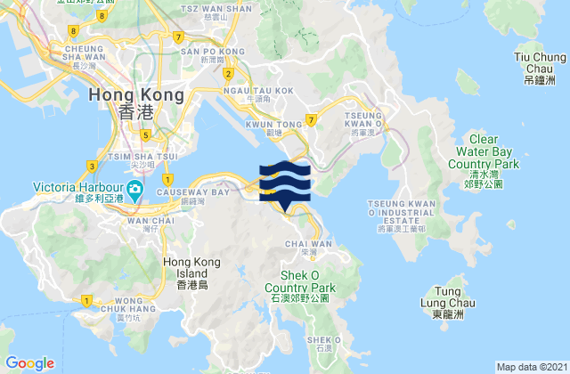 Mappa delle Getijden in Eastern, Hong Kong