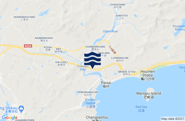 Mappa delle Getijden in Ebu, China