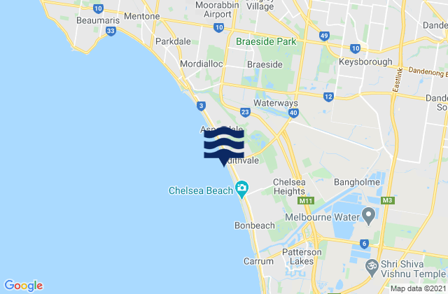 Mappa delle Getijden in Edithvale, Australia